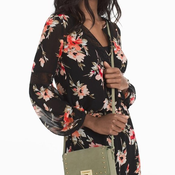 *2 for $25* Military Green Studded Leather Crossbody Bag - Picture 7 of 8